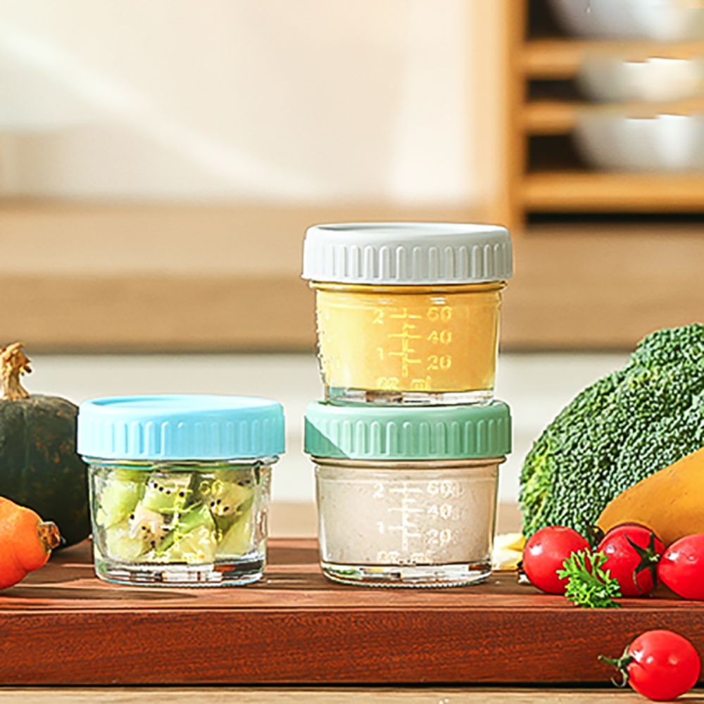 Baby Food Glass Jars - 6개 메이슨 유리병 유아식 병 뚜껑