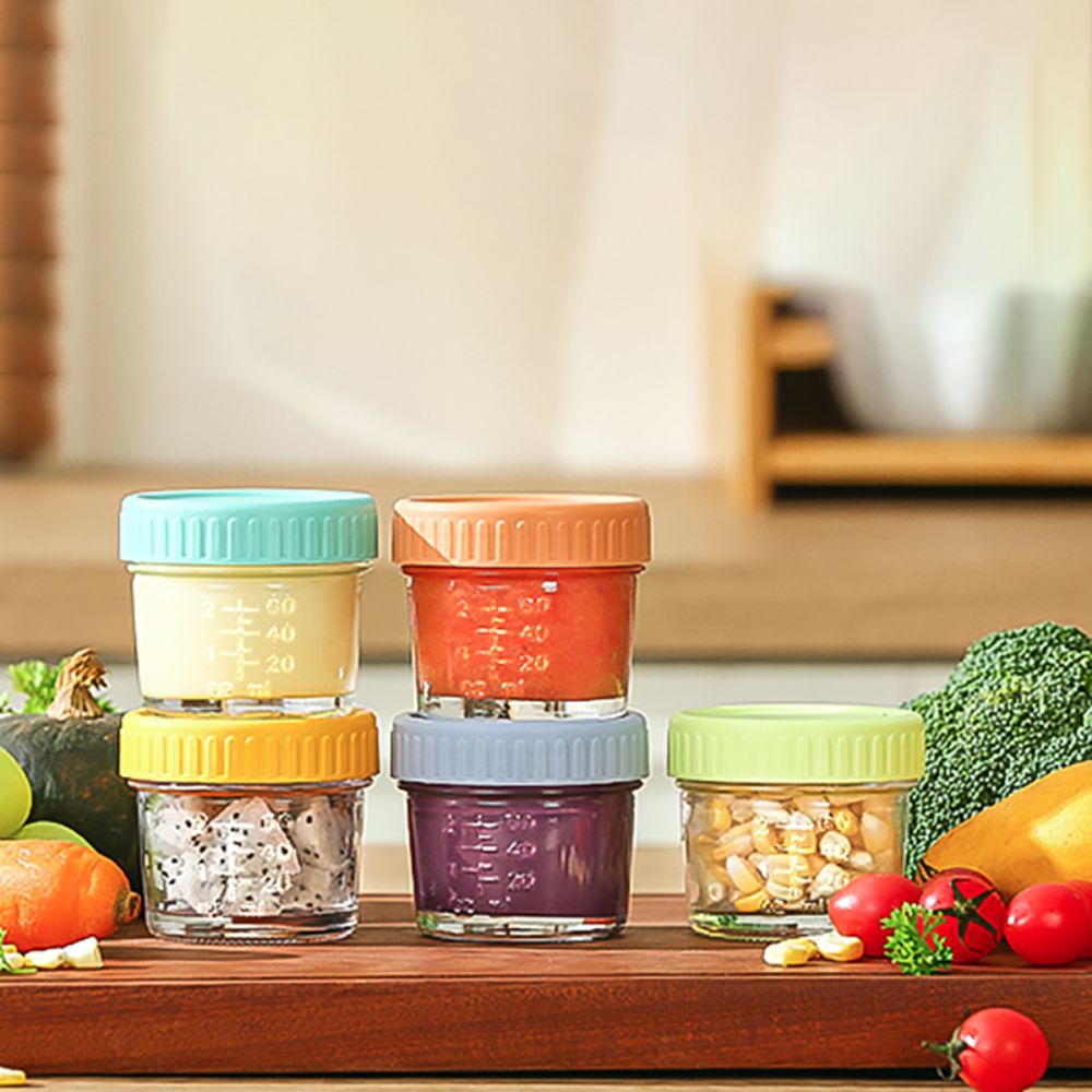 Baby Food Glass Jars - 6개입 메이슨 유리병 유아식 병 뚜껑