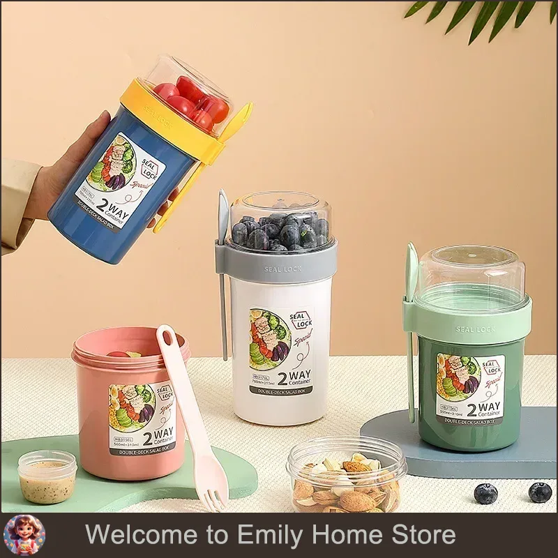Baby Food Oatmeal - 벤토 도시락 샐러드 오트밀 아침식사 더블컵