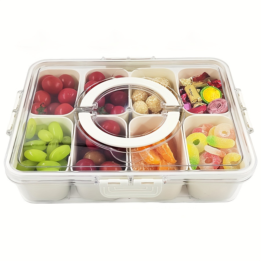 Snack Container Travel - 4그리드/8 그리드 스낵 박스 컨테이너, 뚜껑이