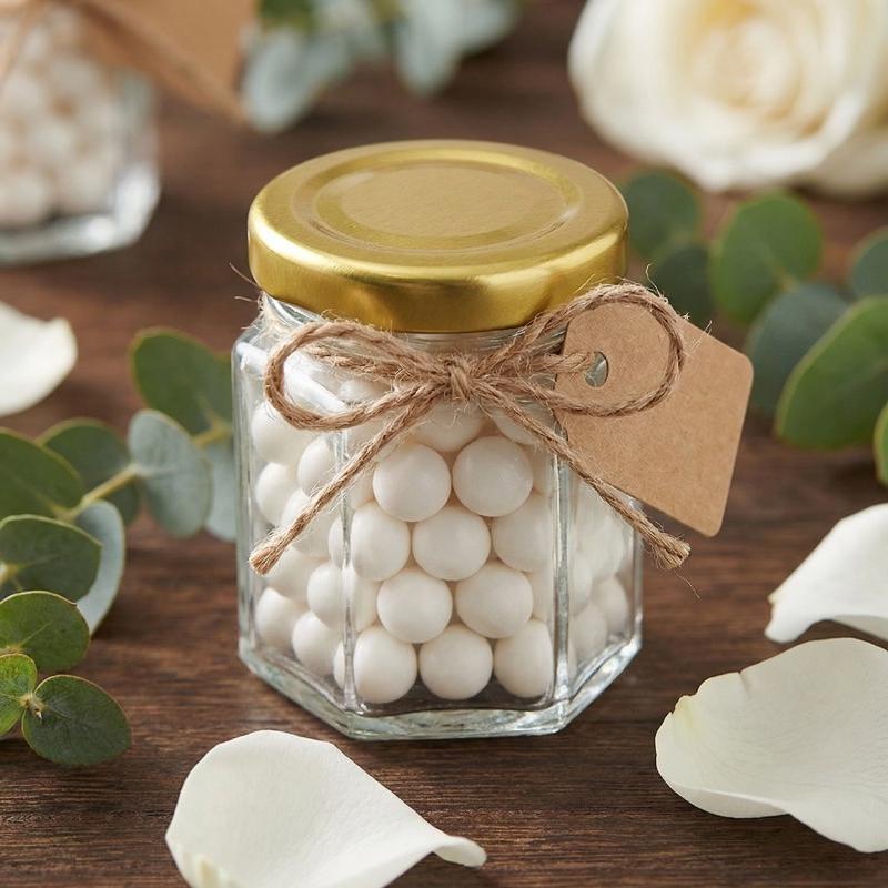 Baby Food Glass Jars - 대량 미니 육각형 병 뚜껑 포함,