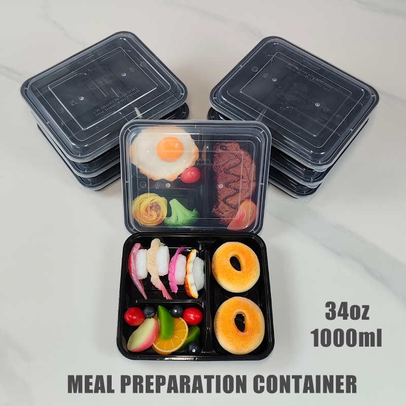 Snack Container Travel - 3칸 34온스/1000ml, 12/35개, 누수 방지 식사