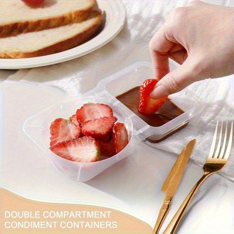 5/10/20PCS 뚜껑이있는 이중 구획 조미료 용기  - Snack Container Travel 리뷰 및 가격