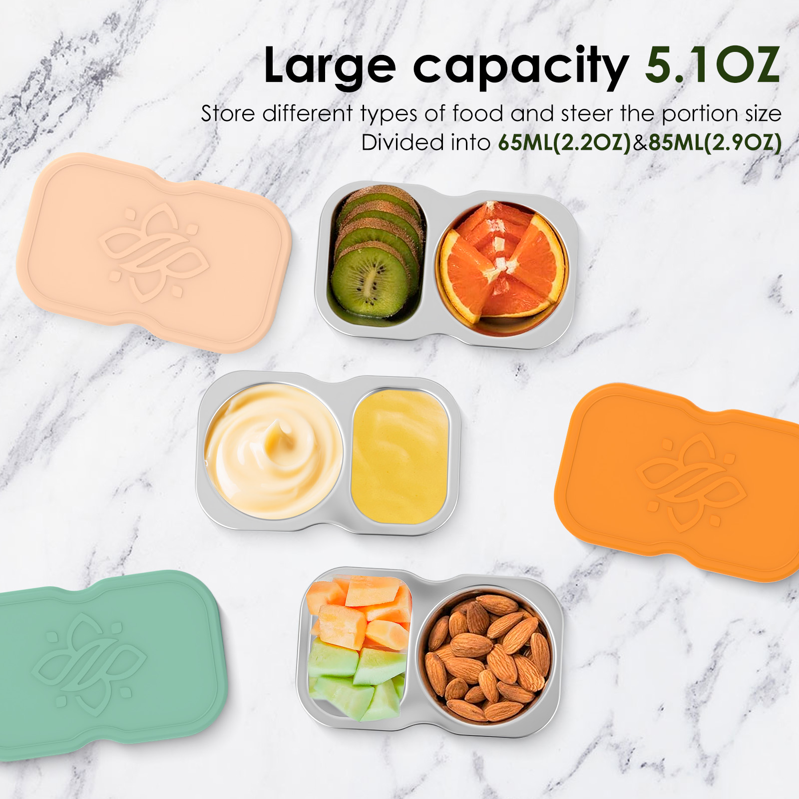 3Pcs 150ml 이중 구획 조미료 용기 뚜껑이 있는 - Snack Container Travel 리뷰 및 가격