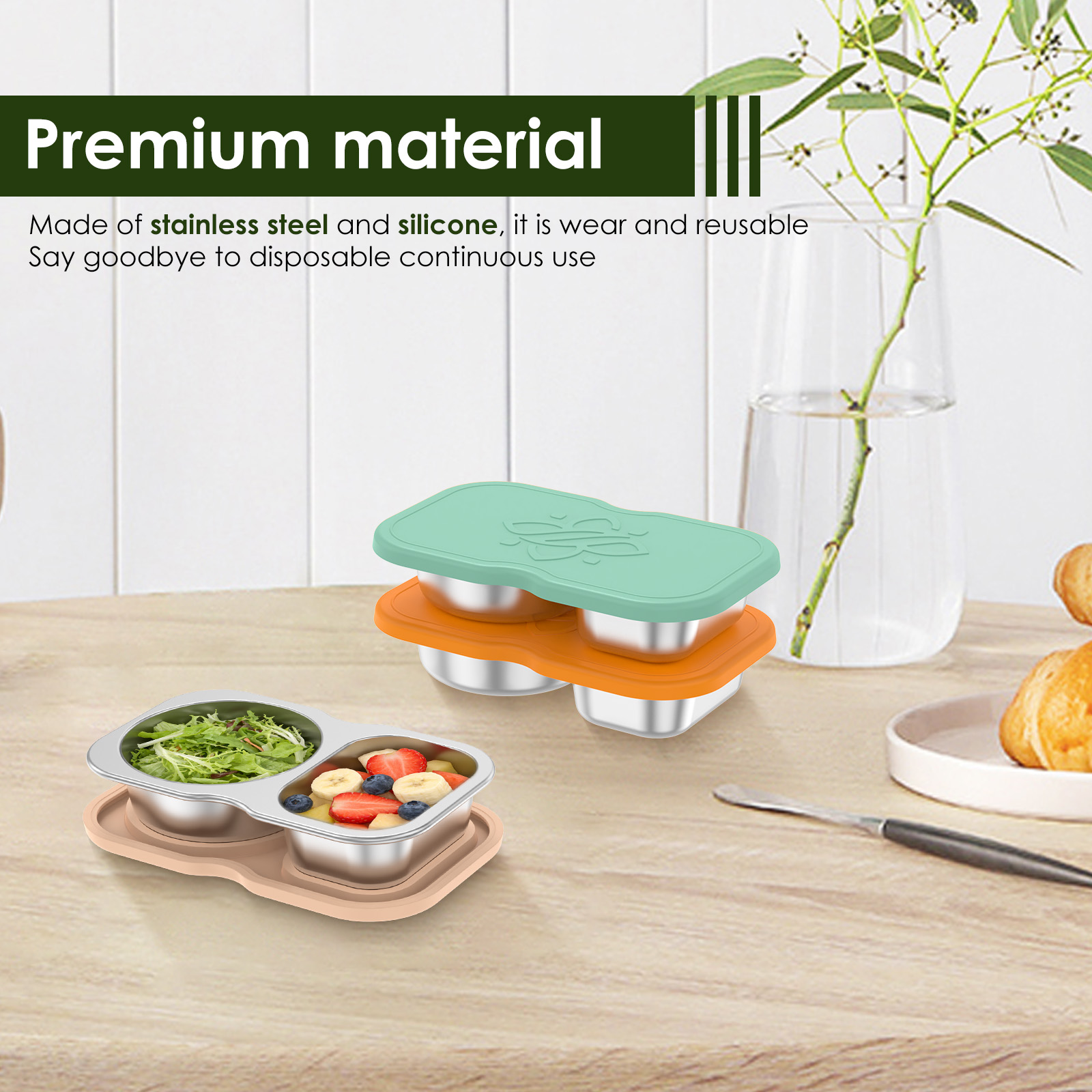 3Pcs 150ml 이중 구획 조미료 용기 뚜껑이 있는 - Snack Container Travel 리뷰 및 가격