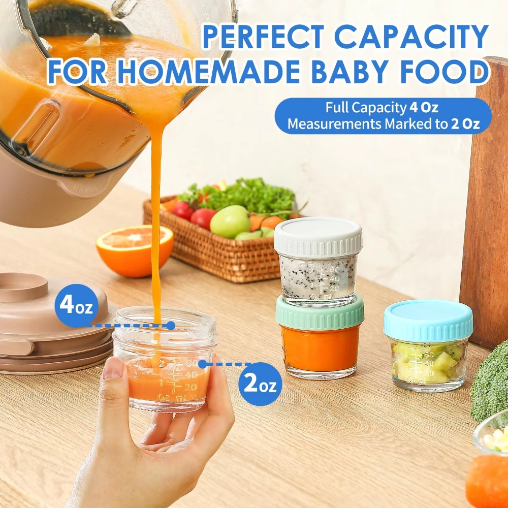 6개들이 메이슨 자 유리 이유식 병, 눈금 표시 및 뚜 - Baby Food Glass Jars 리뷰 및 가격