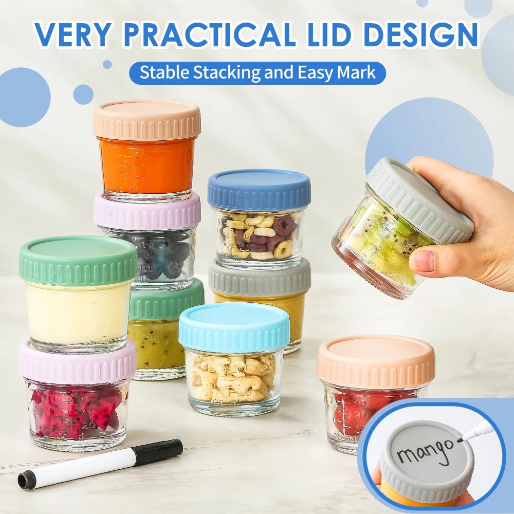 6개 메이슨 유리병 유아식 병 뚜껑 포함 재사용 가능  - Baby Food Glass Jars 리뷰 및 가격