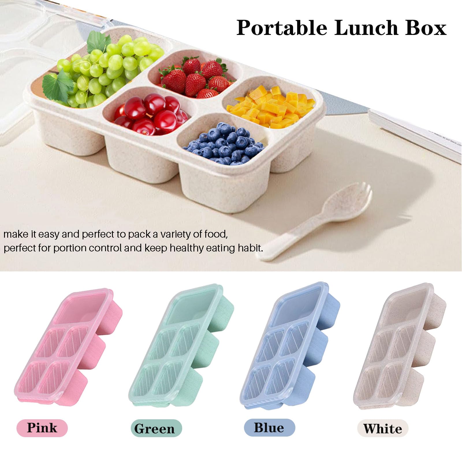 1PC, 도시락통, 여행 및 업무에 적합, 5칸짜리 간 - Snack Container Travel 리뷰 및 가격