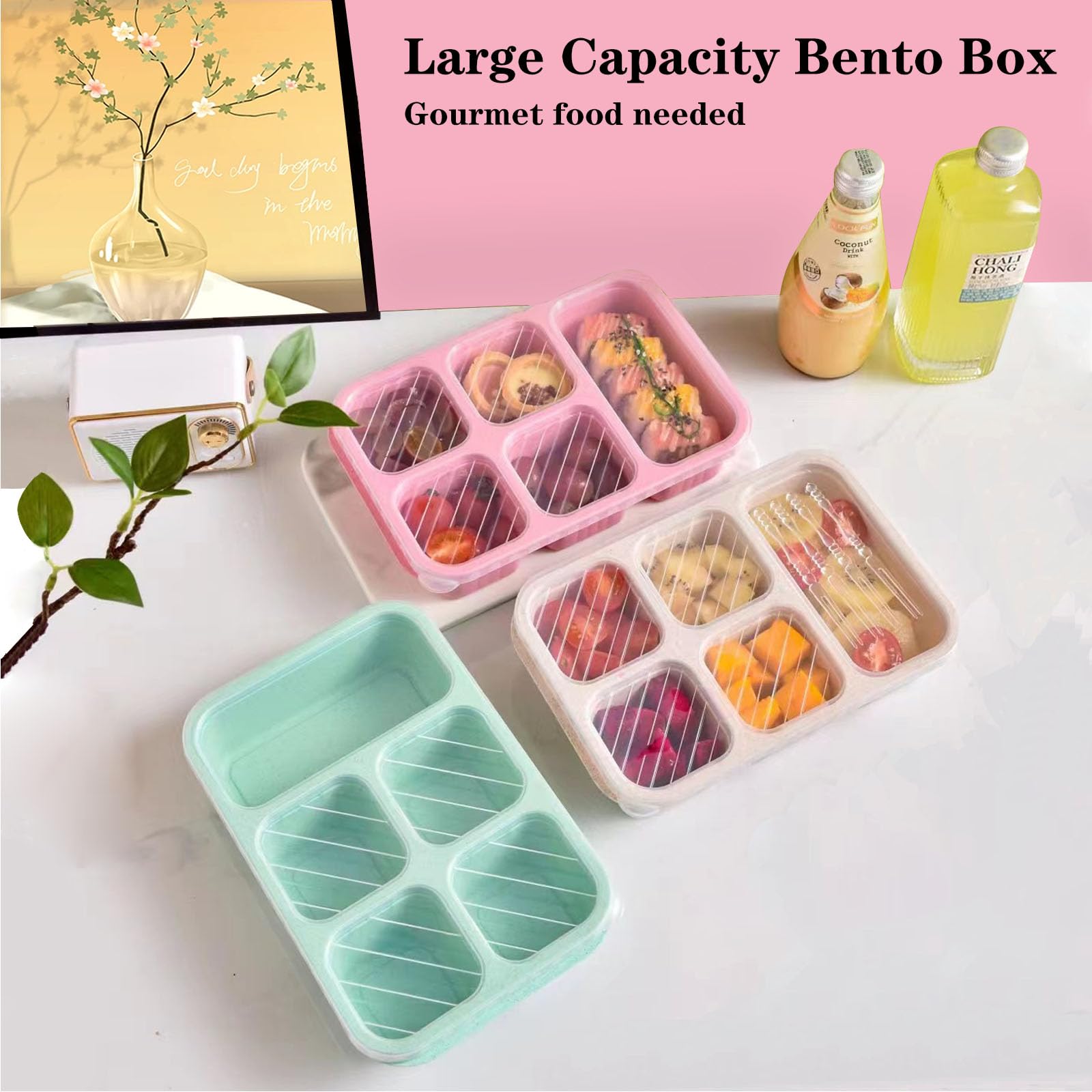 1PC, 도시락통, 여행 및 업무에 적합, 5칸짜리 간 - Snack Container Travel 리뷰 및 가격