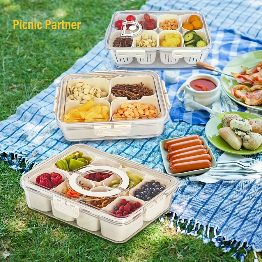 4칸/8칸 스낵 박스 용기, 뚜껑이 있는 휴대용 여행용 - Snack Container Travel 리뷰 및 가격