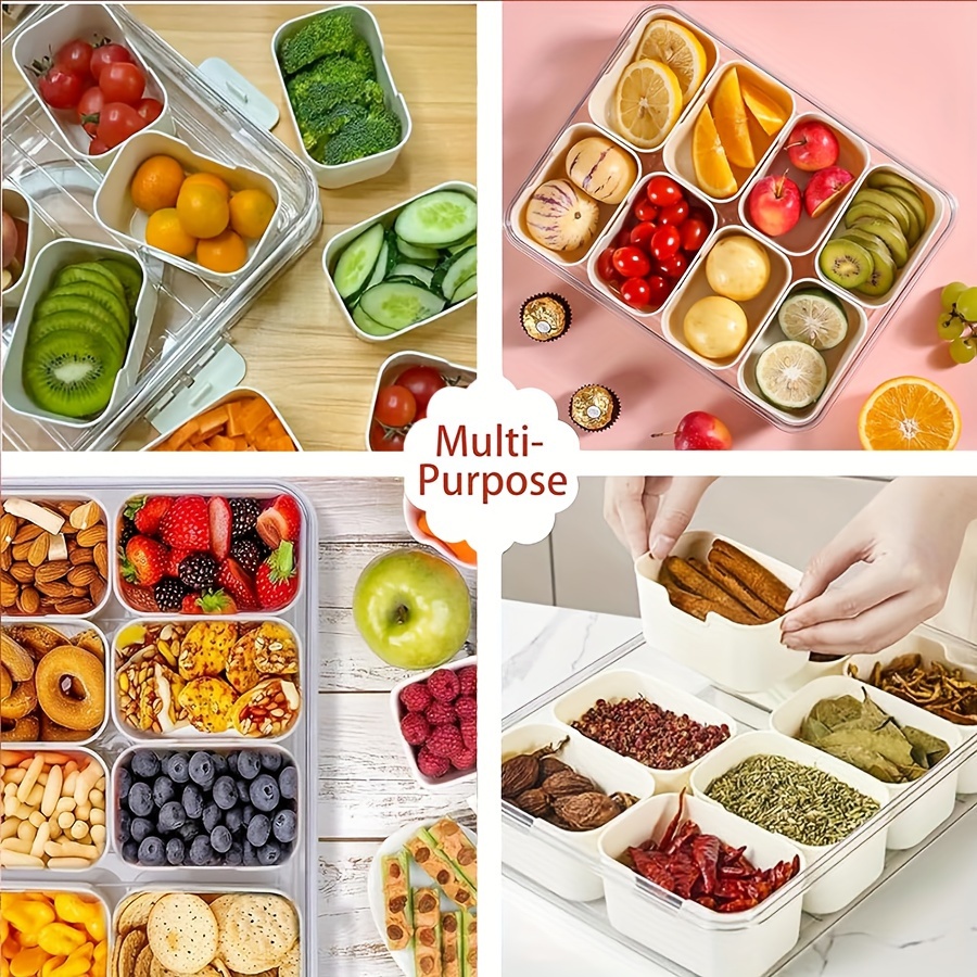 4칸/8칸 스낵 박스 용기, 뚜껑이 있는 휴대용 여행용 - Snack Container Travel 리뷰 및 가격