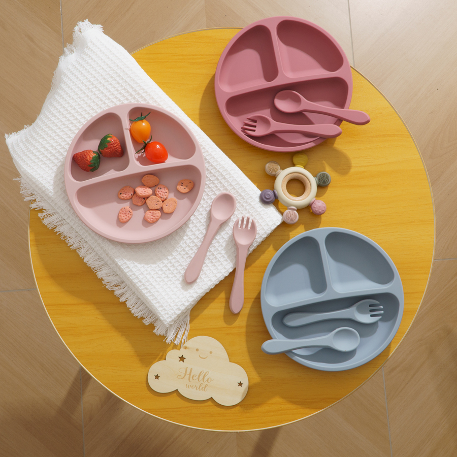 3PCS 어린이 식기 세트 아기 먹는 음식 훈련 실리콘 - Baby Food Dinner 리뷰 및 가격