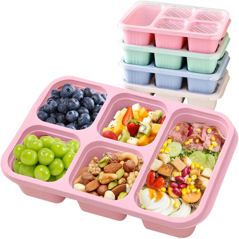 재사용 가능한 5칸 도시락통이 있는 도시락통, 여행 및 - Snack Container Travel 리뷰 및 가격