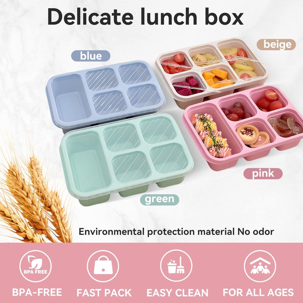재사용 가능한 5칸 도시락통이 있는 도시락통, 여행 및 - Snack Container Travel 리뷰 및 가격