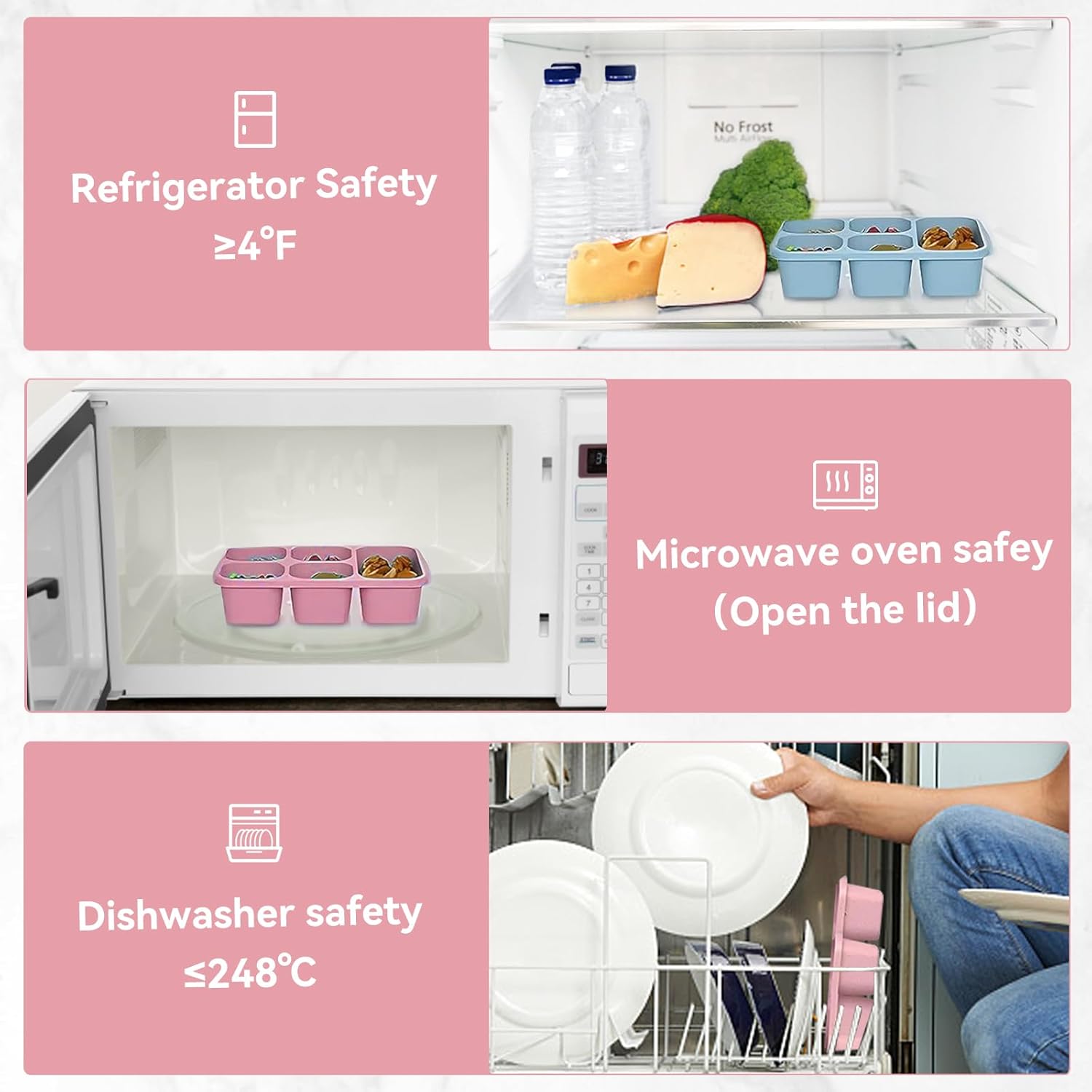 재사용 가능한 5칸 도시락통이 있는 도시락통, 여행 및 - Snack Container Travel 리뷰 및 가격